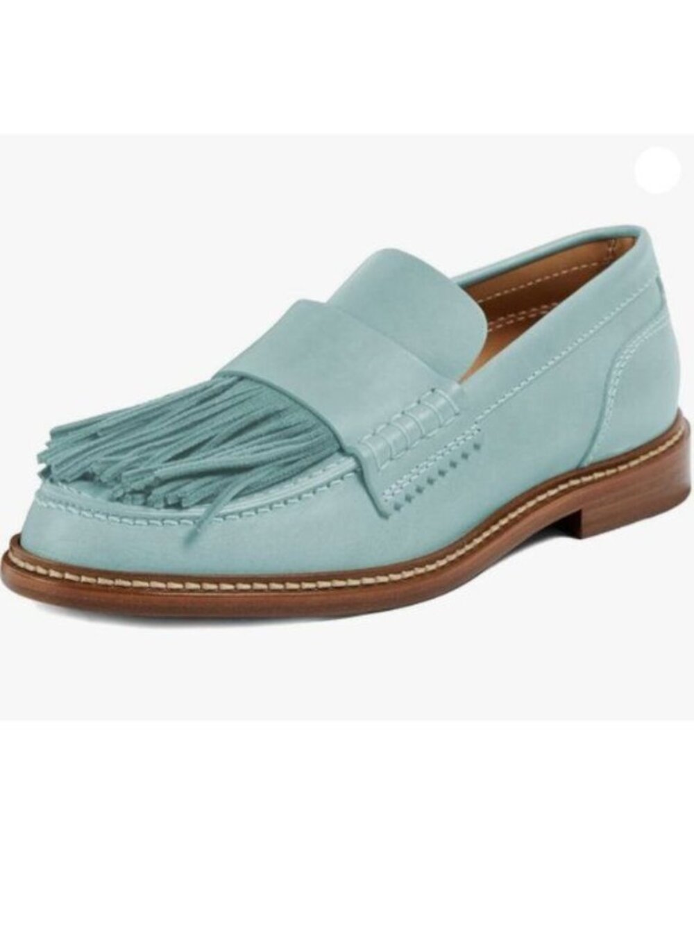Pazzion Women Retro Round Toe Loafer Flats with Tassels Slip On Low Chunky Blue